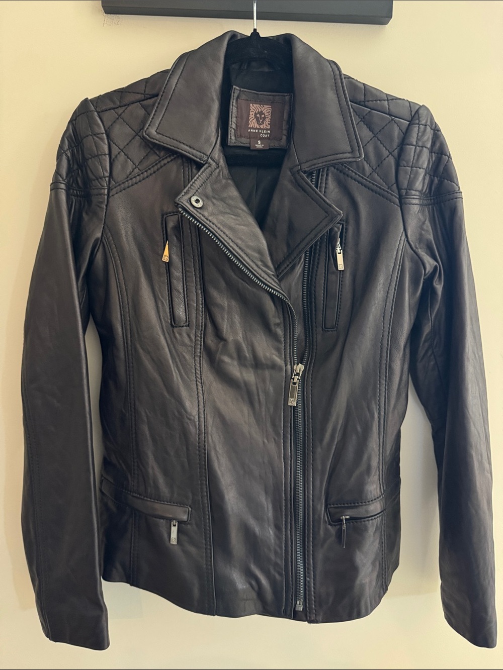 Anne Klein Black Leather Moto Jacket